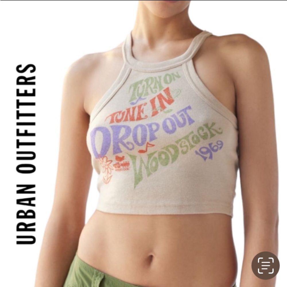 NEW Woodstock Urban Outfitters UO Tune In Cropped Cami Top M L - Picture 1 of 2